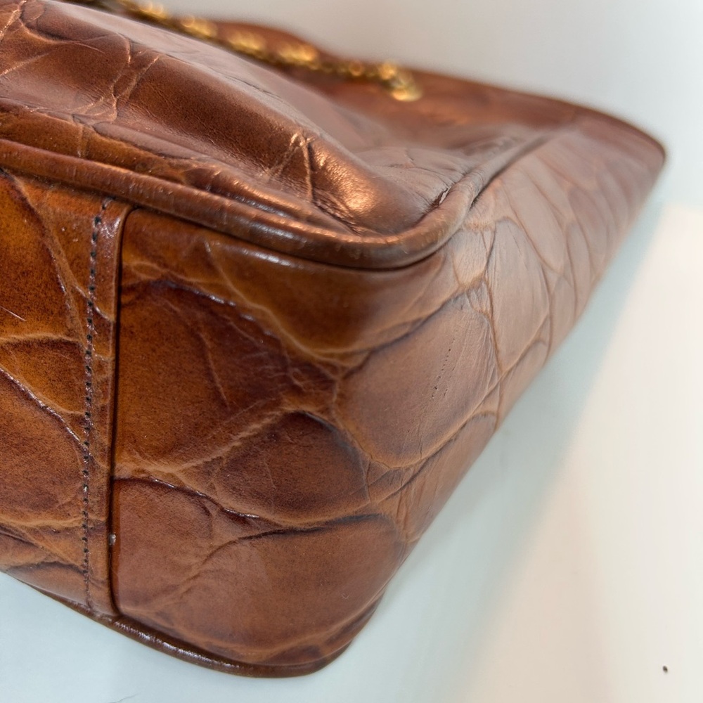 Vintage Genuine Leather by Reem Brown Croc Embossed Leather Tote Bag - Picture 13 of 16